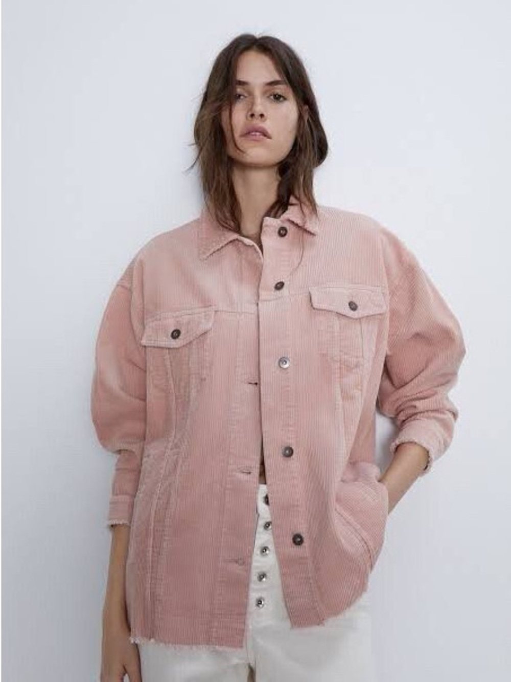 Zara corduroy oversized jacket, pink